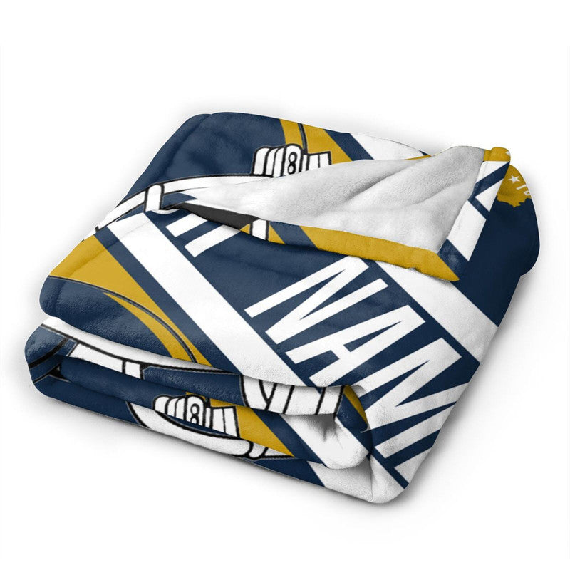 Custom Football Notre Dame Fleece Throw Blanket With Name Number for Fans Gifts
