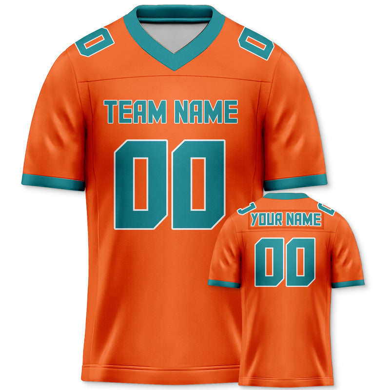 Custom Orange Aqua Mesh Authentic Football Jersey
