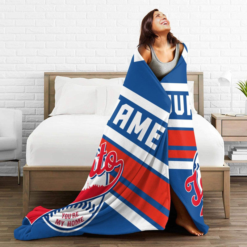 Custom Baseball Toronto  Fleece Throw Blanket With Name Number for Fans Gifts