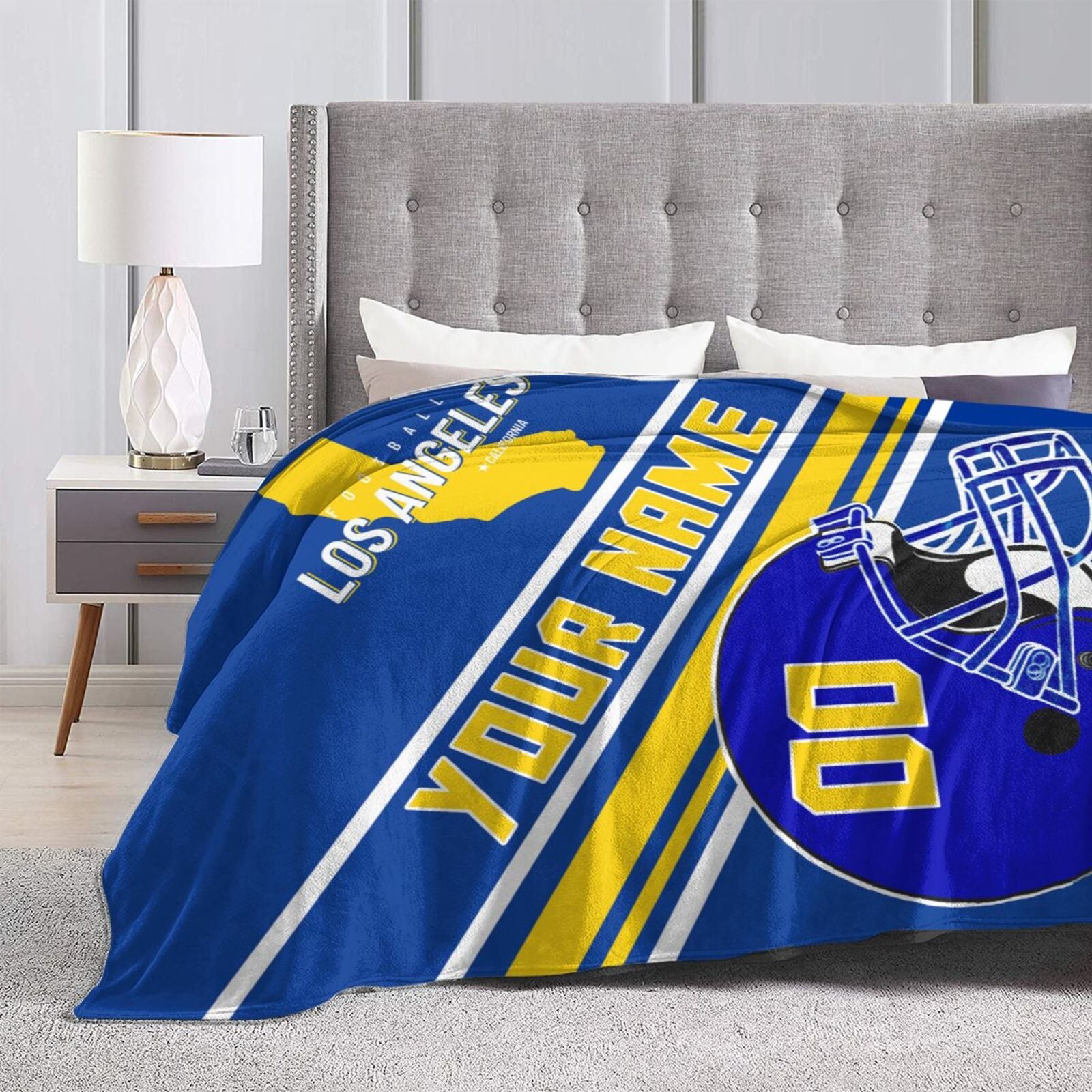Custom Football City Map Los Angeles Fleece Throw Blanket Name Number for Fans Gifts1