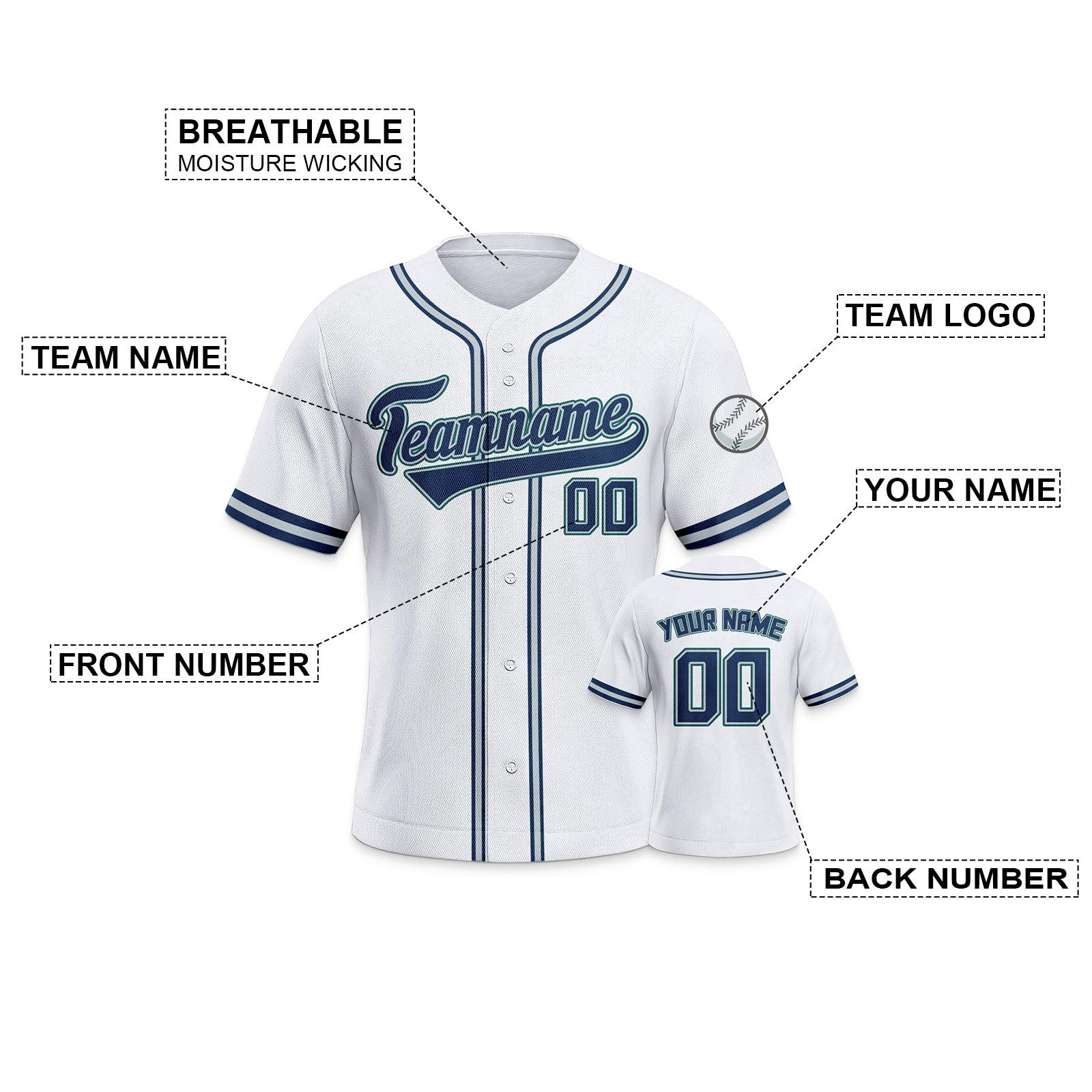 Custom White Navy-Aqua Authentic Classic Baseball Jersey