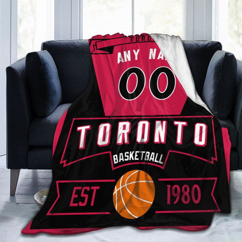 Custom Basketball Toronto Fleece Throw Blanket With Name Number for Fans Gifts