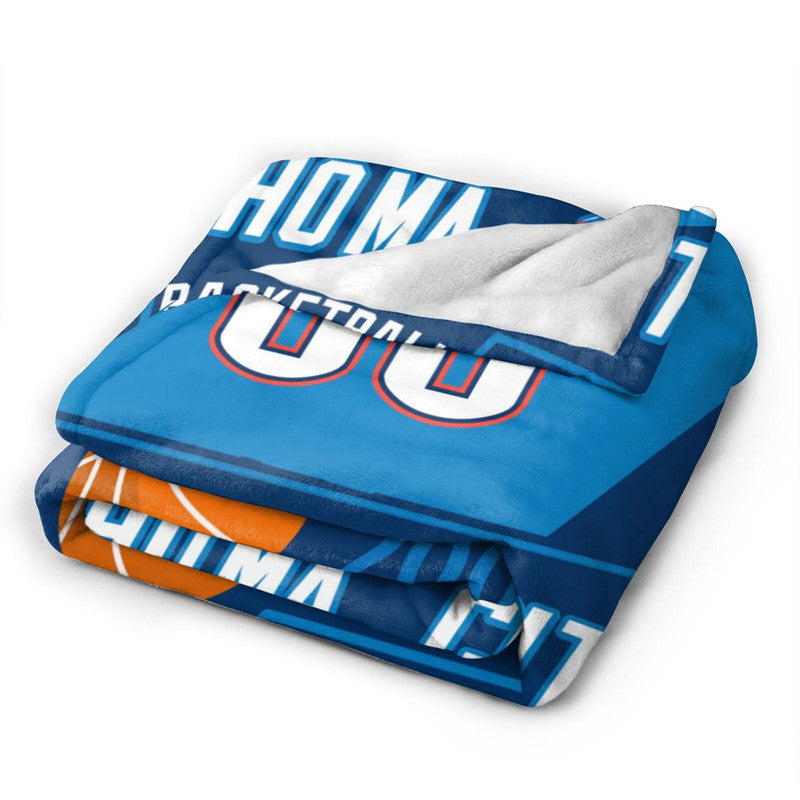 Custom Basketball Oklahoma City Fleece Throw Blanket With Name Number for Fans Gifts