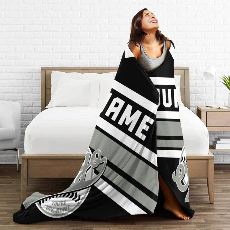 Custom Baseball Chicago   Fleece Throw Blanket With Name Number for Fans Gifts1