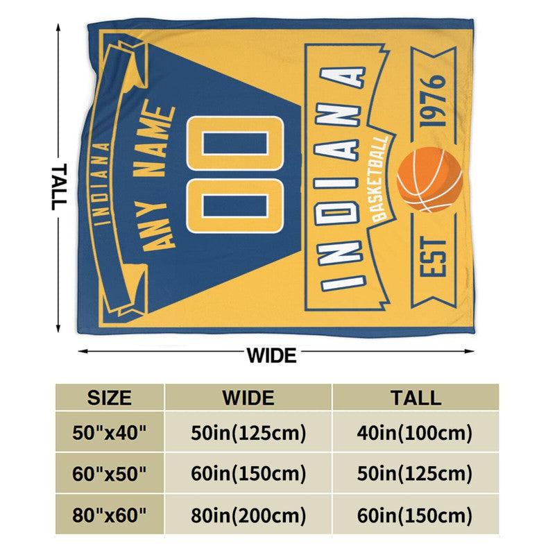 Custom Basketball Indiana  Fleece Throw Blanket With Name Number for Fans Gifts