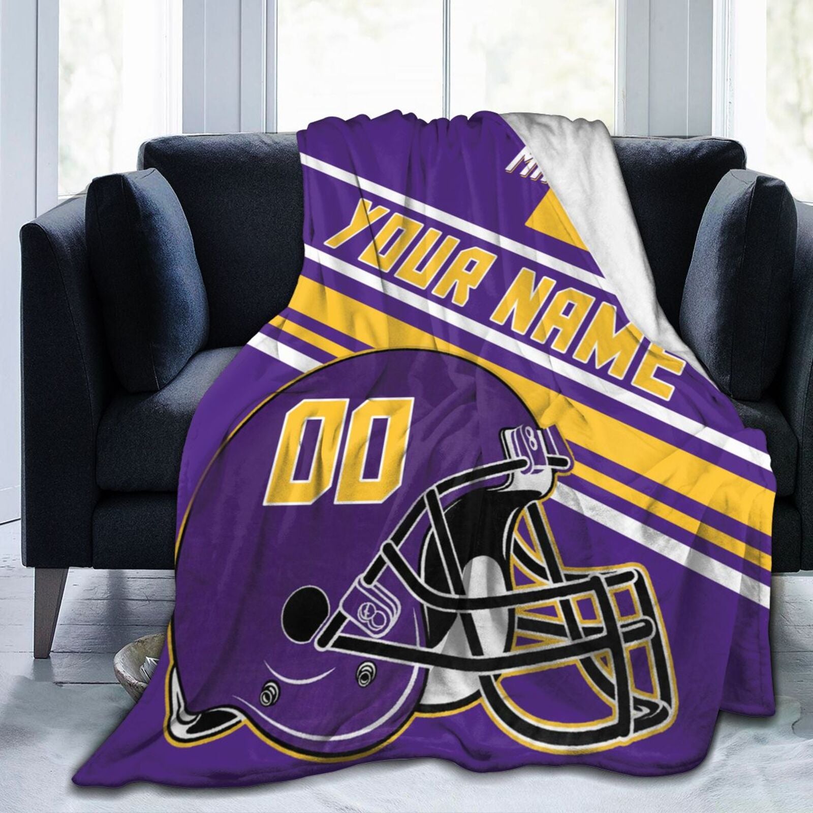 Custom Football City Map Minnesota Fleece Throw  Blanket Name Number for Fans Gifts