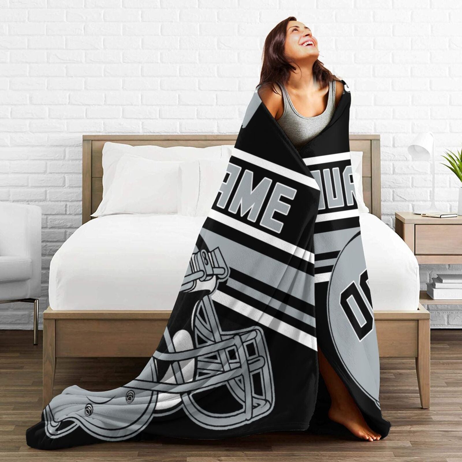 Custom Football City Map Las Vegas Fleece Throw Blanket Name Number for Fans Gifts