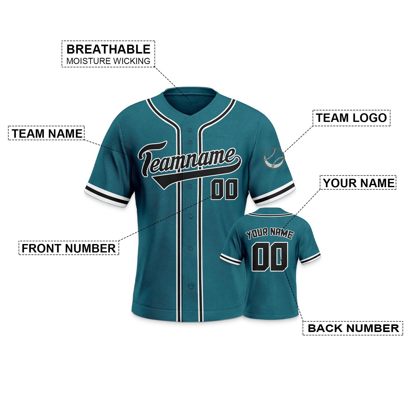 Custom Aqua Black-White Authentic Classic Baseball Jersey