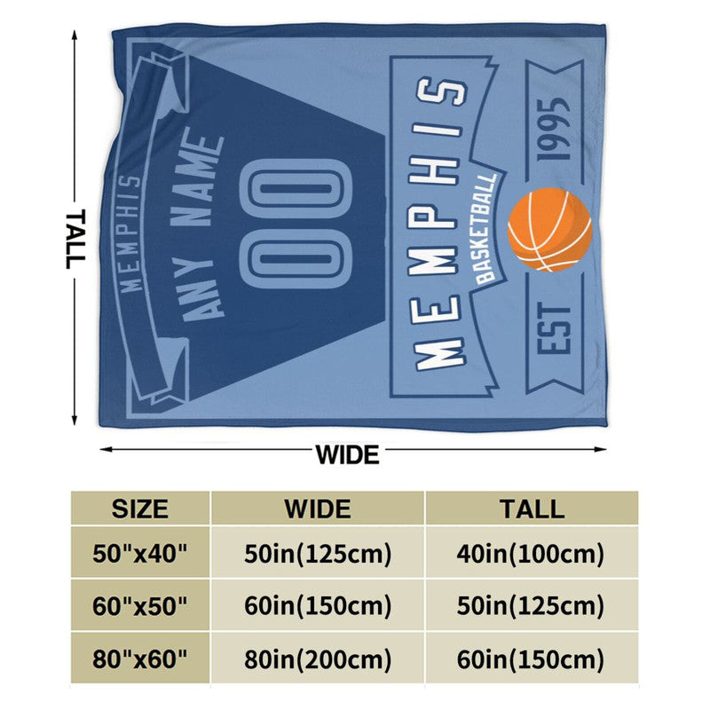 Custom Basketball Memphis  Fleece Throw Blanket With Name Number for Fans Gifts