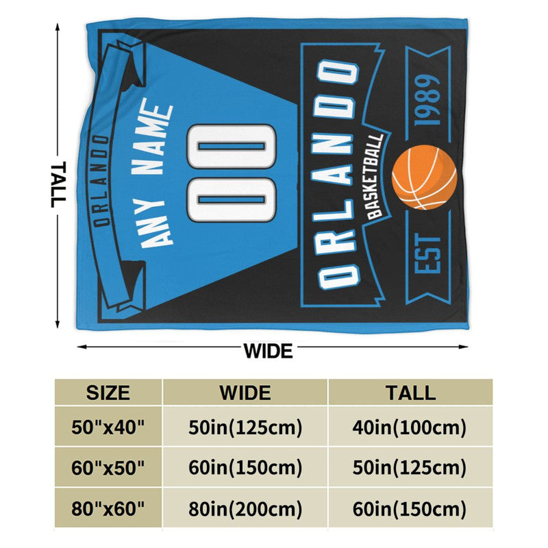 Custom Basketball Orlando Fleece Throw Blanket With Name Number for Fans Gifts