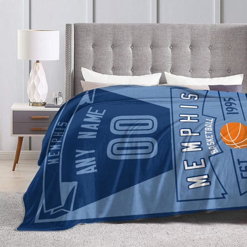 Custom Basketball Memphis  Fleece Throw Blanket With Name Number for Fans Gifts
