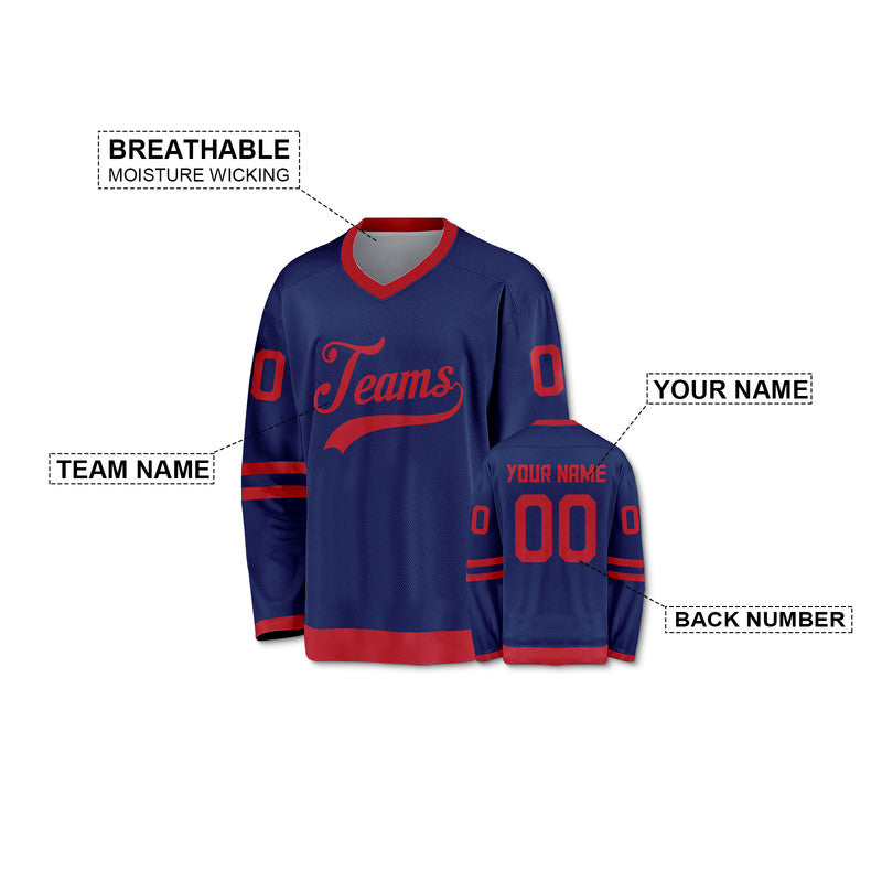 Custom Royal Red Authentic Hockey Jersey
