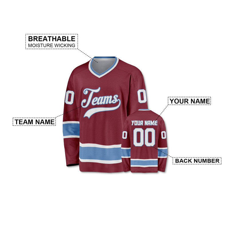 Custom Crimson White-Light Blue Authentic Hockey Jersey