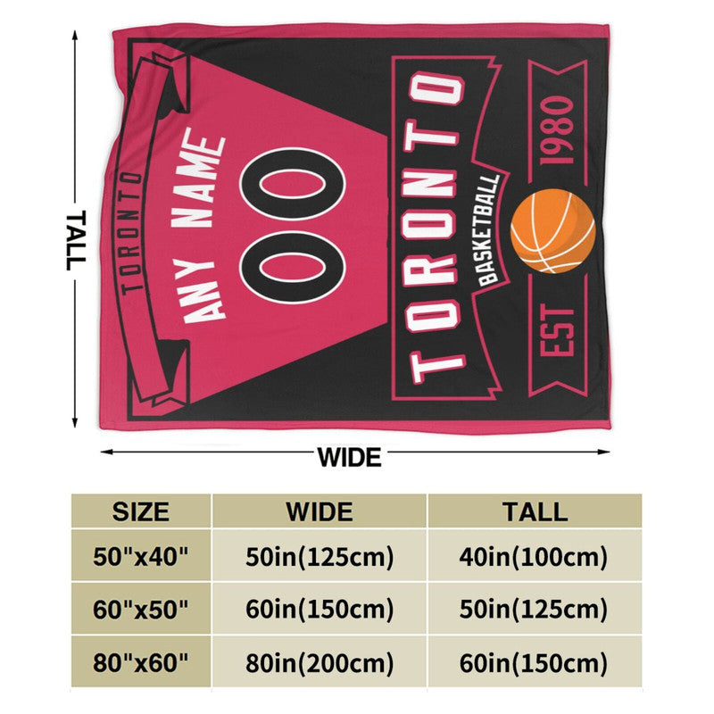 Custom Basketball Toronto Fleece Throw Blanket With Name Number for Fans Gifts