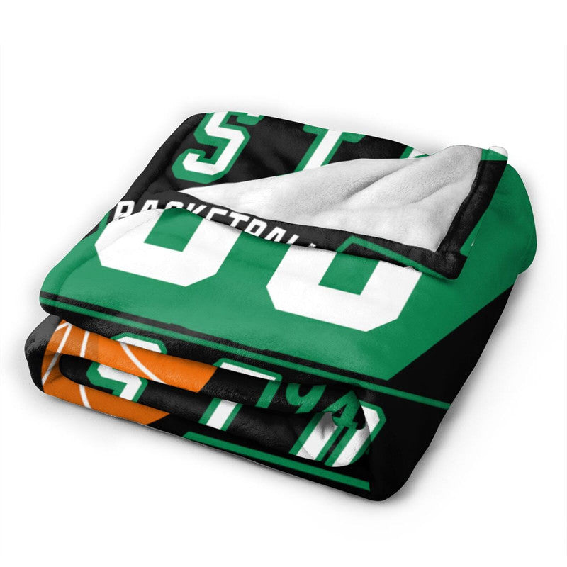 Custom Basketball Boston  Fleece Throw Blanket With Name Number for Fans Gifts