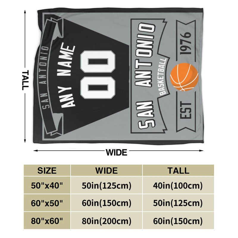 Custom Basketball San Antonio  Fleece Throw Blanket With Name Number for Fans Gifts