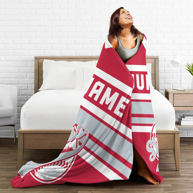 Custom Baseball St Louis Fleece Throw Blanket With Name Number for Fans Gifts