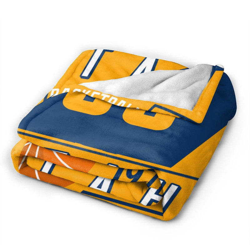 Custom Basketball Utah  Fleece Throw Blanket With Name Number for Fans Gifts