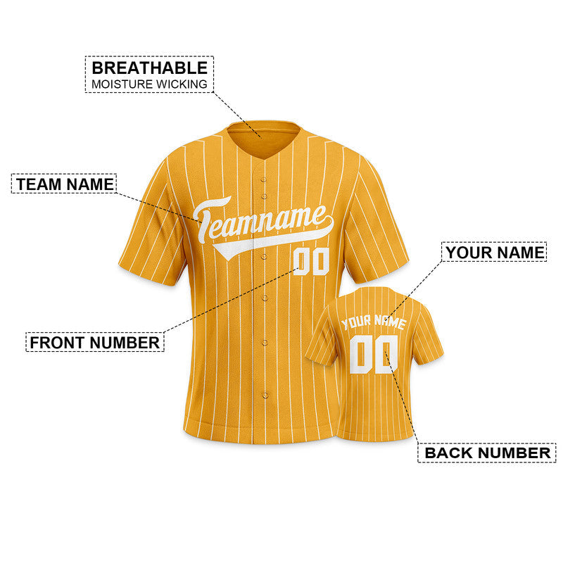 Custom Gold Gray Pinstripe White Gray Authentic Baseball Jersey