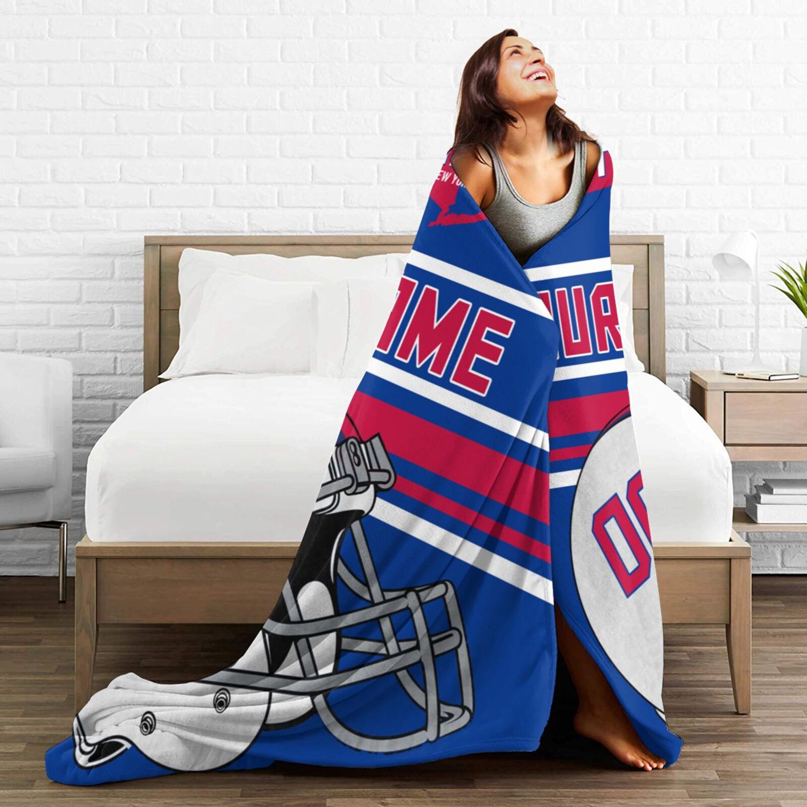 Custom Football City Map Buffalo Fleece Throw Blanket Name Number for Fans Gifts