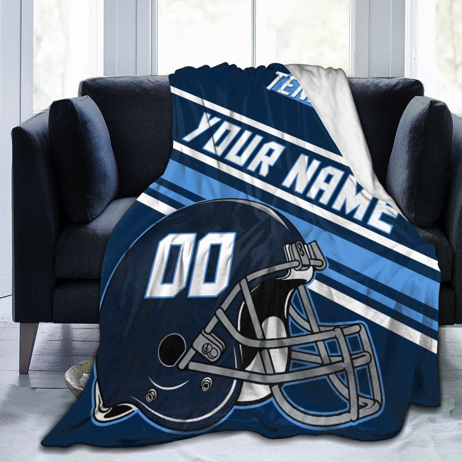 Custom Football City Map Tennessee Fleece Throw Blanket Name Number for Fans Gifts