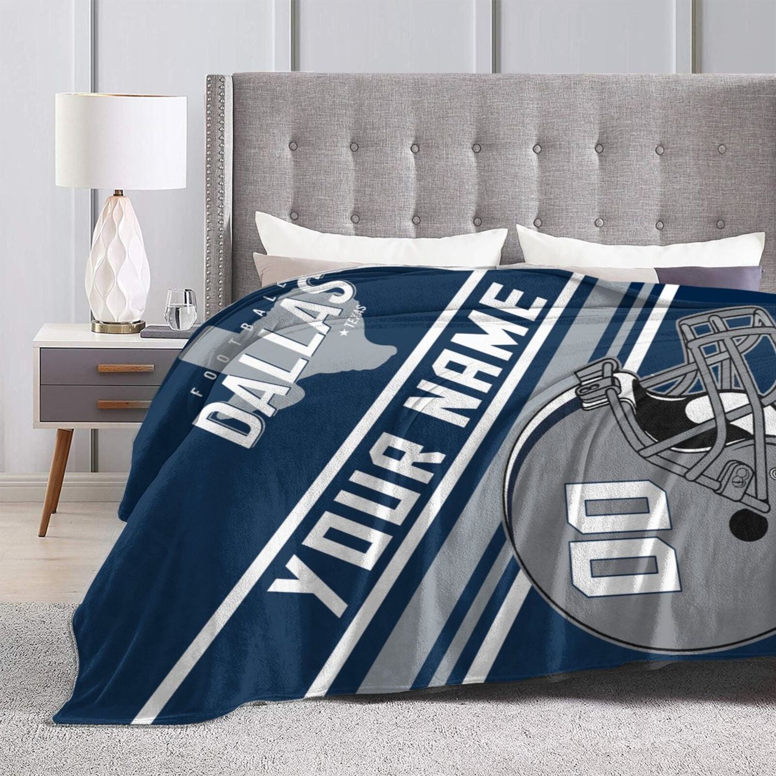 Custom Football City Map Dallas Fleece Throw Blanket Name Number for Fans Gifts