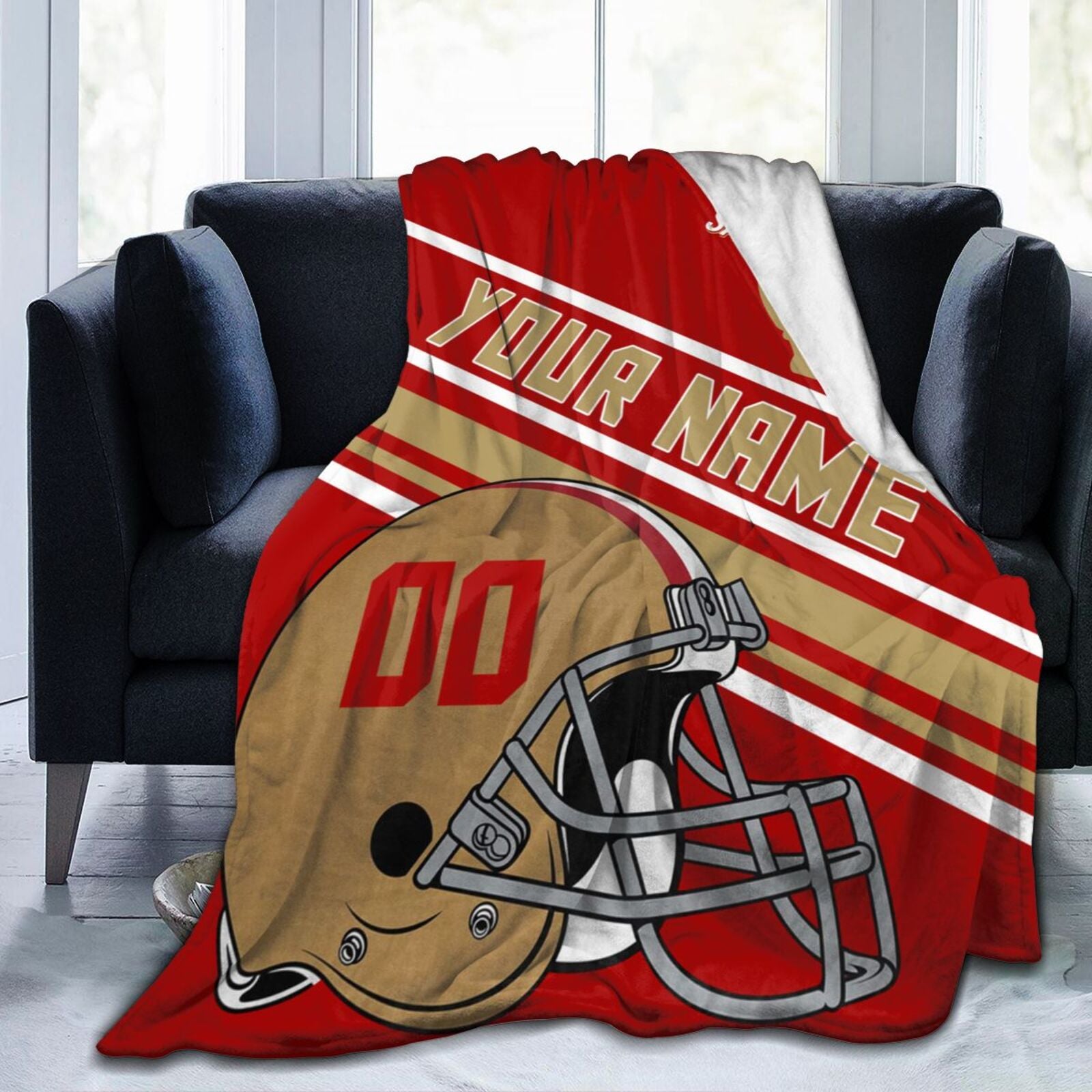 Custom Football City Map San Francisco Fleece Throw Blanket Name Number for Fans Gifts