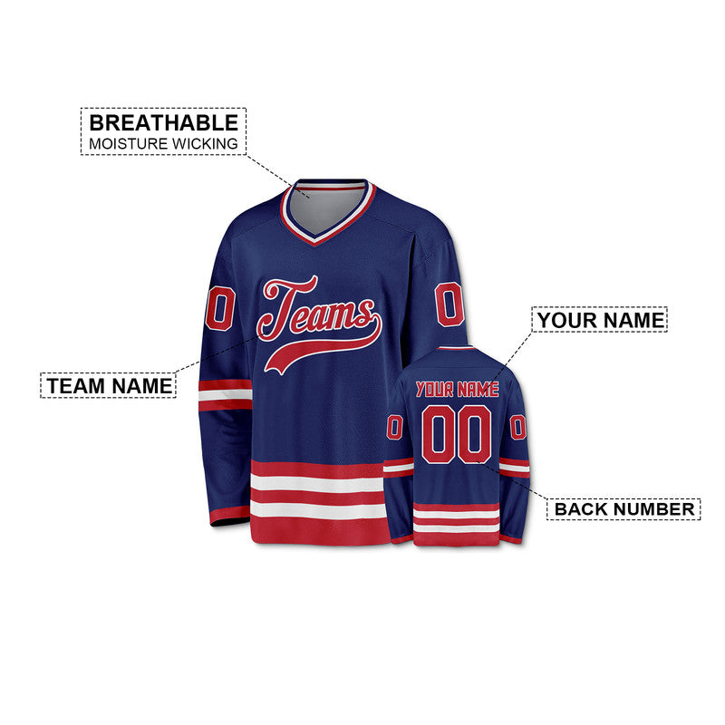 Custom Royal Red-White Authentic Hockey Jersey