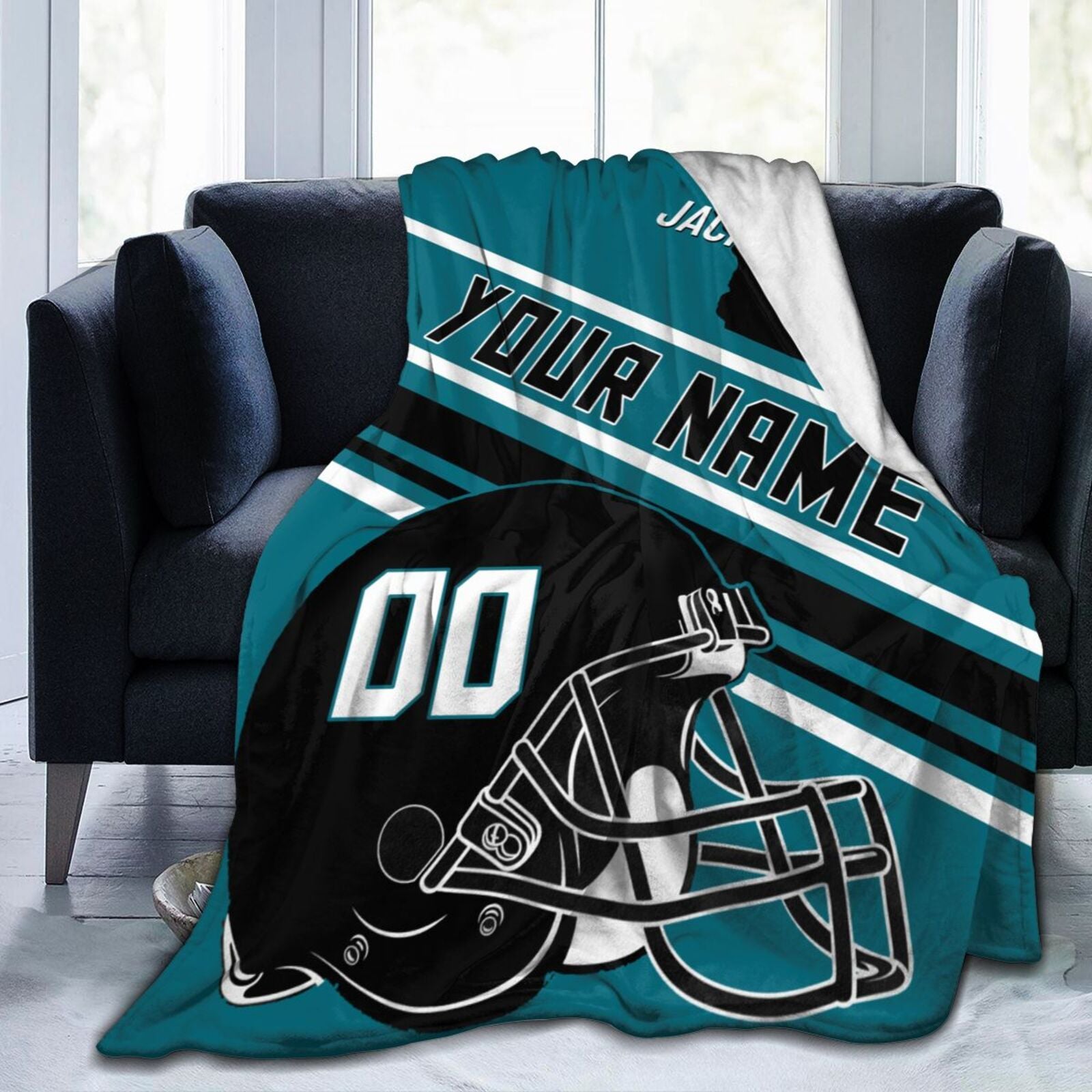 Custom Football City Map Jacksonville Fleece Throw Blanket Name Number for Fans Gifts