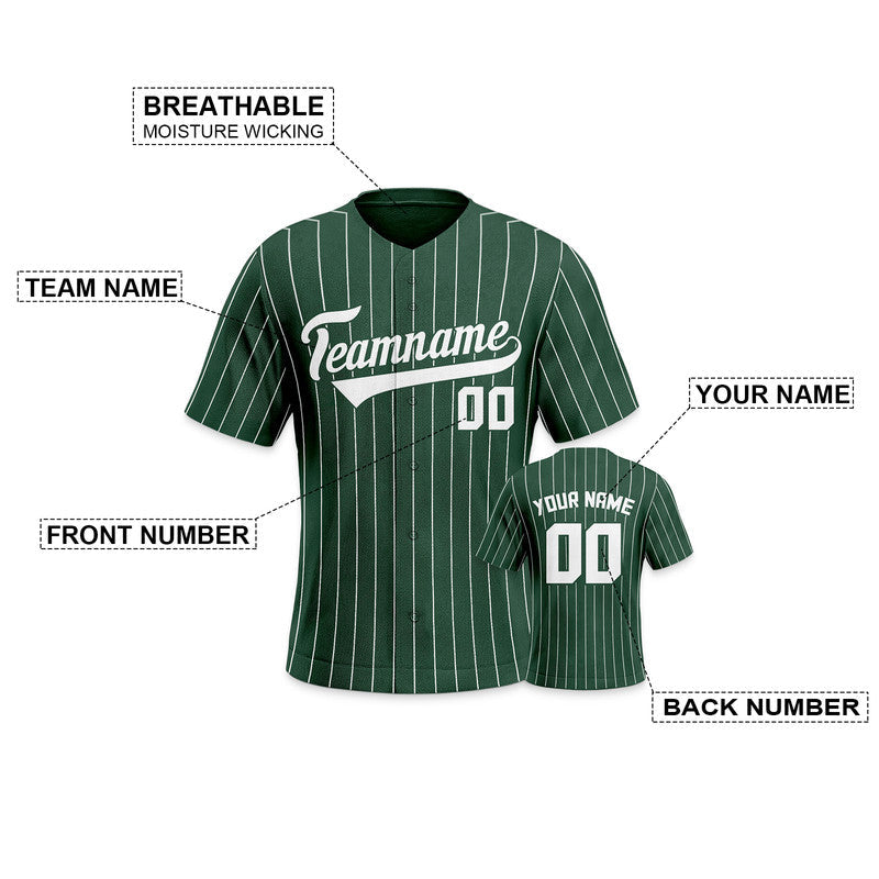 Custom Kelly Green Gray Pinstripe White Gray Authentic Baseball Jersey