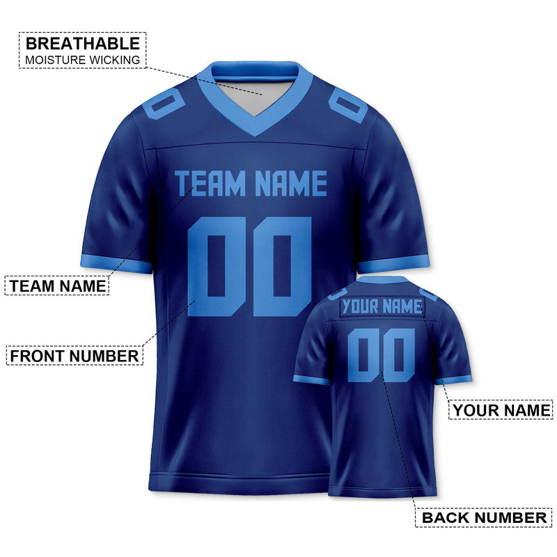 Custom Royal Powder Blue Mesh Authentic Football Jersey