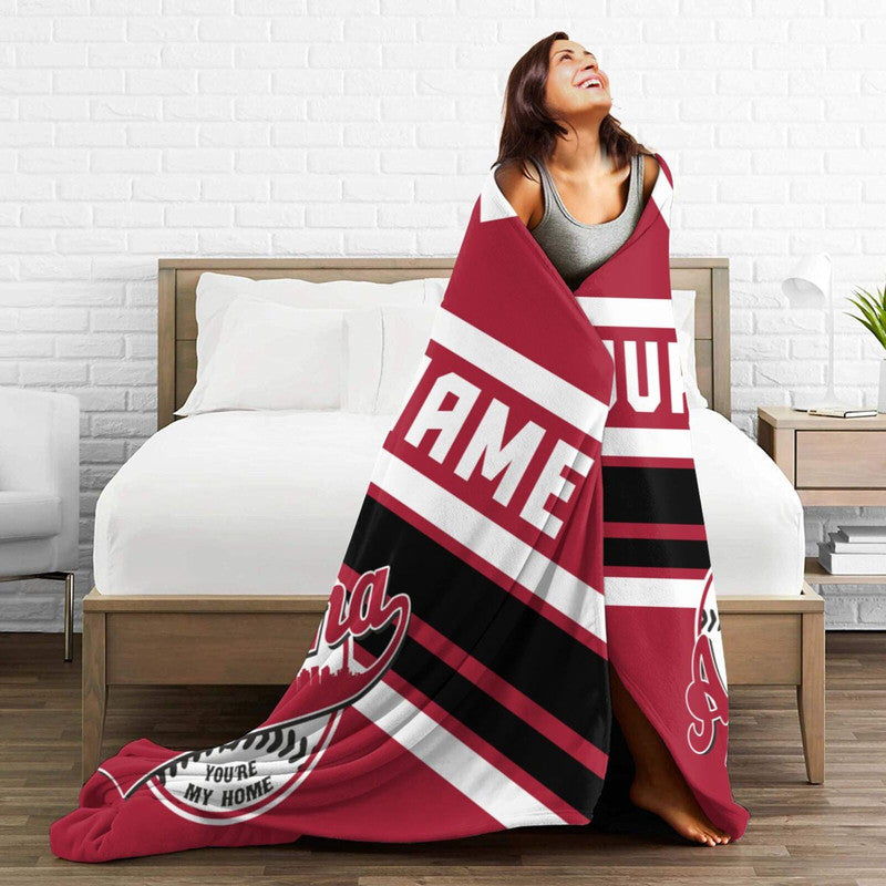 Custom Baseball Arizona Fleece Throw Blanket With Name Number for Fans Gifts