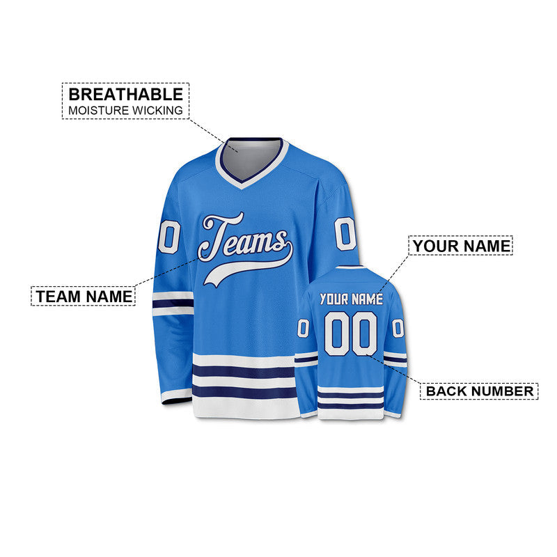 Custom Powder Blue White-Royal Authentic Hockey Jersey