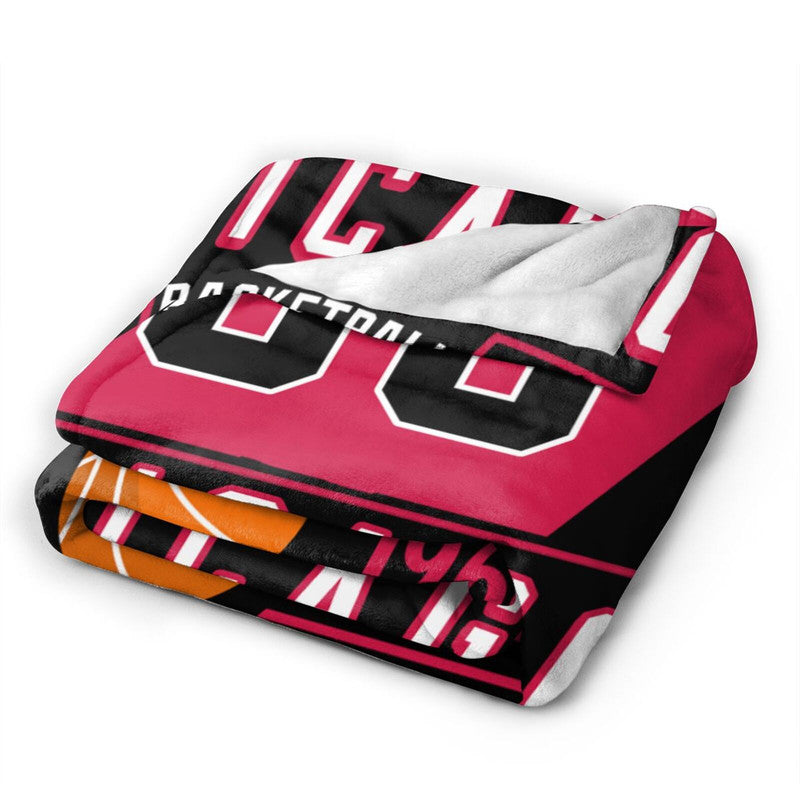 Custom Basketball Chicago  Fleece Throw Blanket With Name Number for Fans Gifts