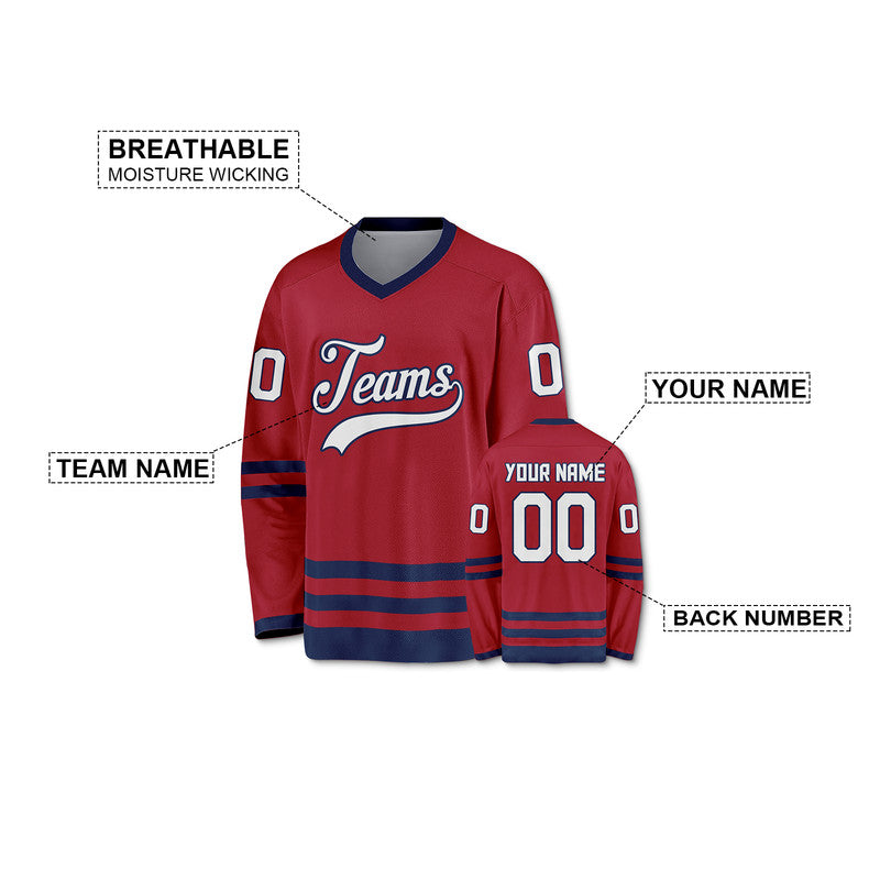 Custom  Red White-Royal Authentic Hockey Jersey