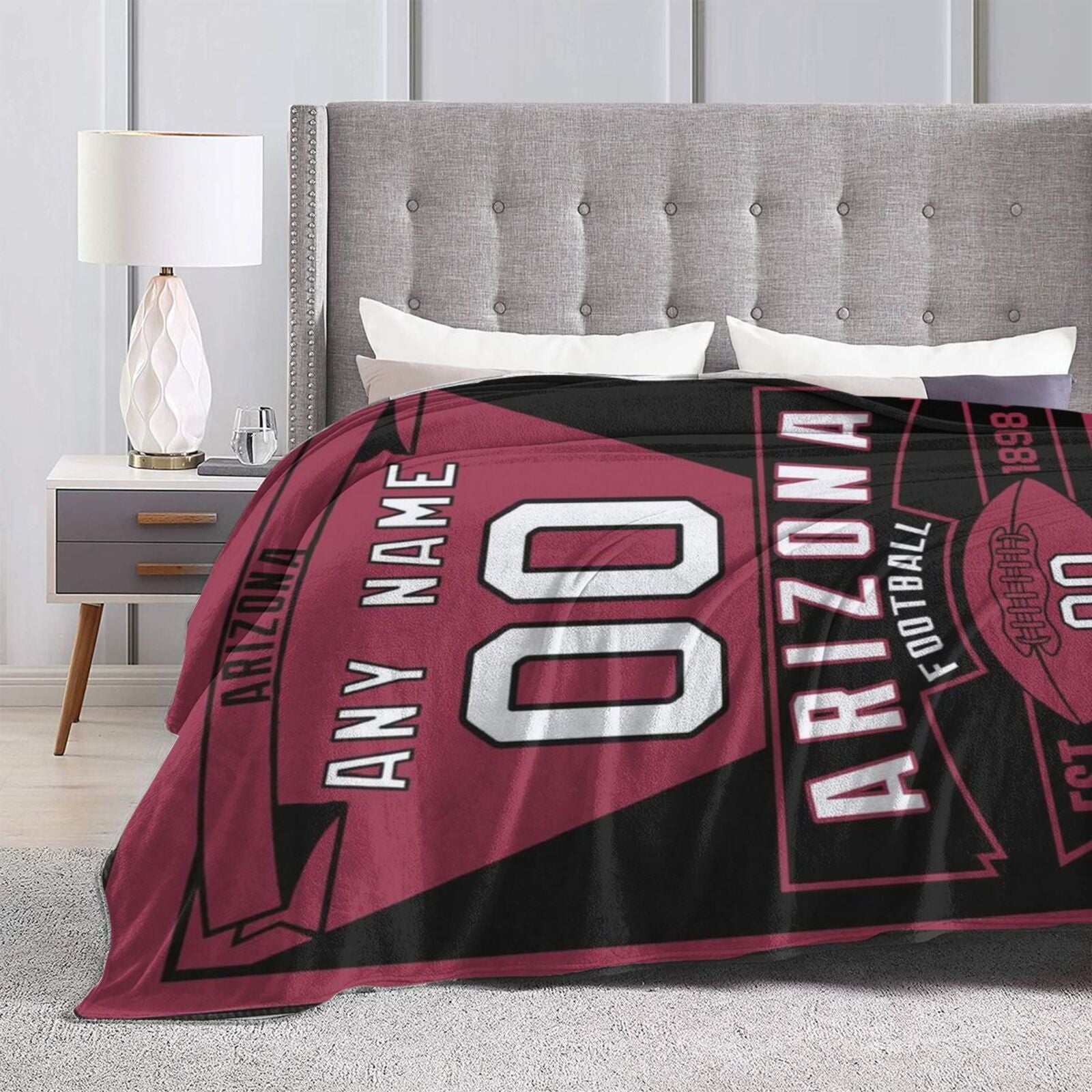 Custom Football Arizona City Fleece Throw Blanket With Name Number for Fans Gifts