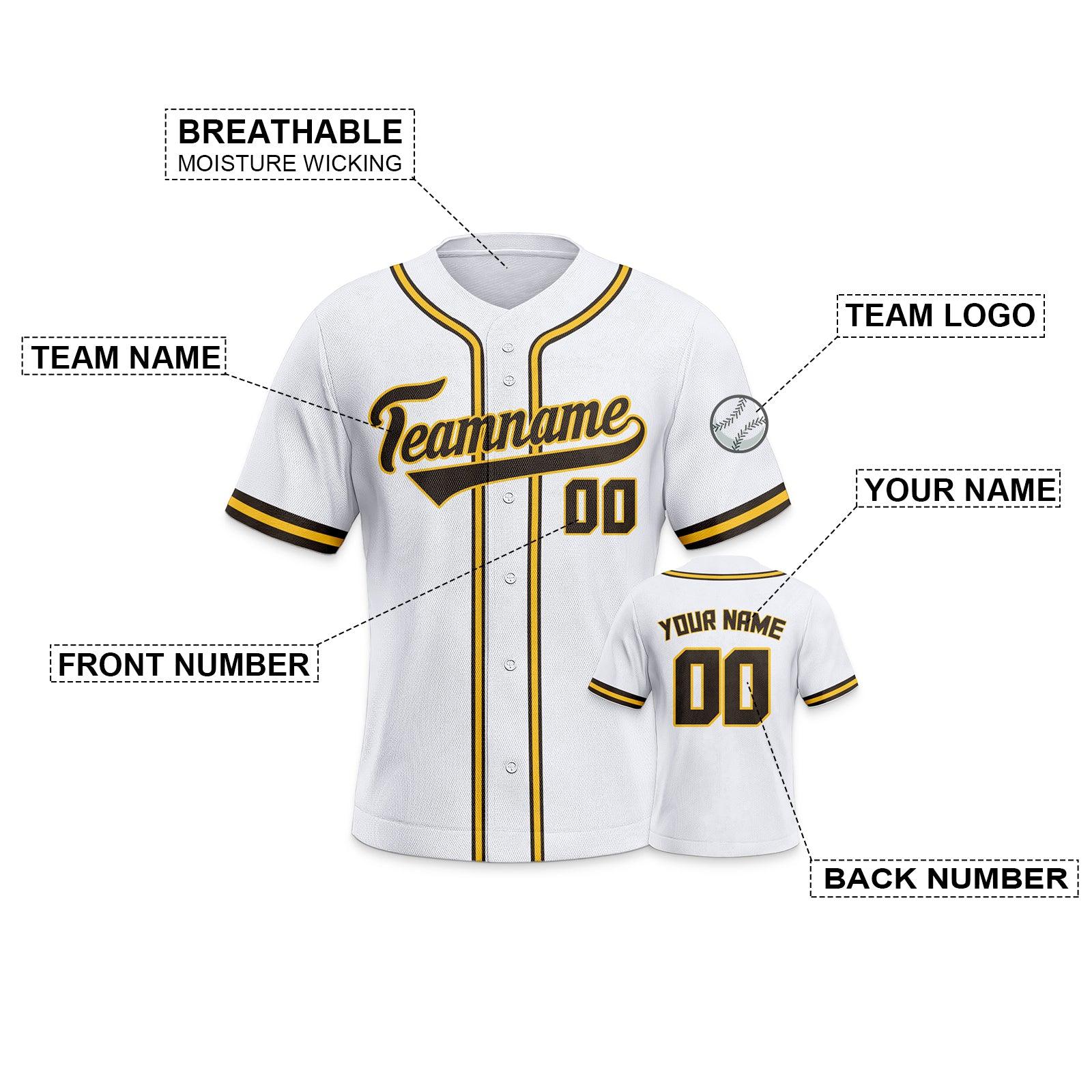 Custom White Brown-Gold Authentic Classic Baseball Jersey