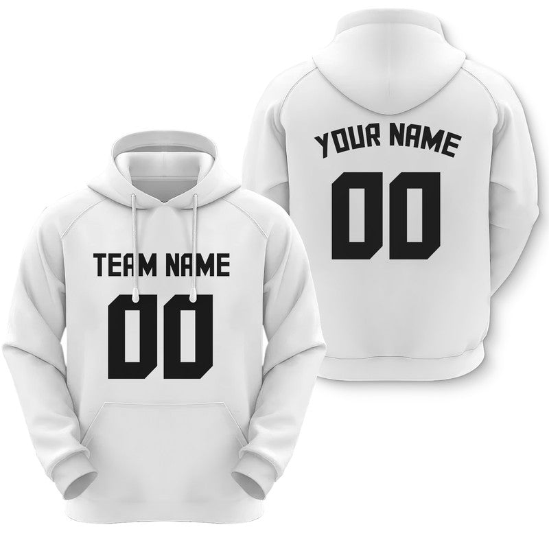 Custom  White Black Sports Pullover  Sweatshirt Football Hoodie