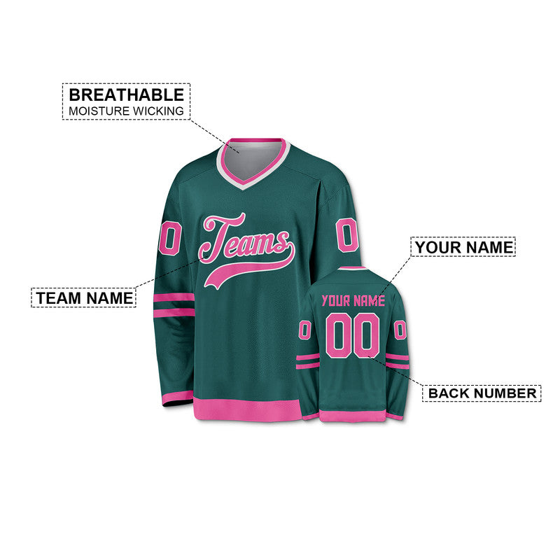 Custom Aqua Pink-White Authentic Hockey Jersey