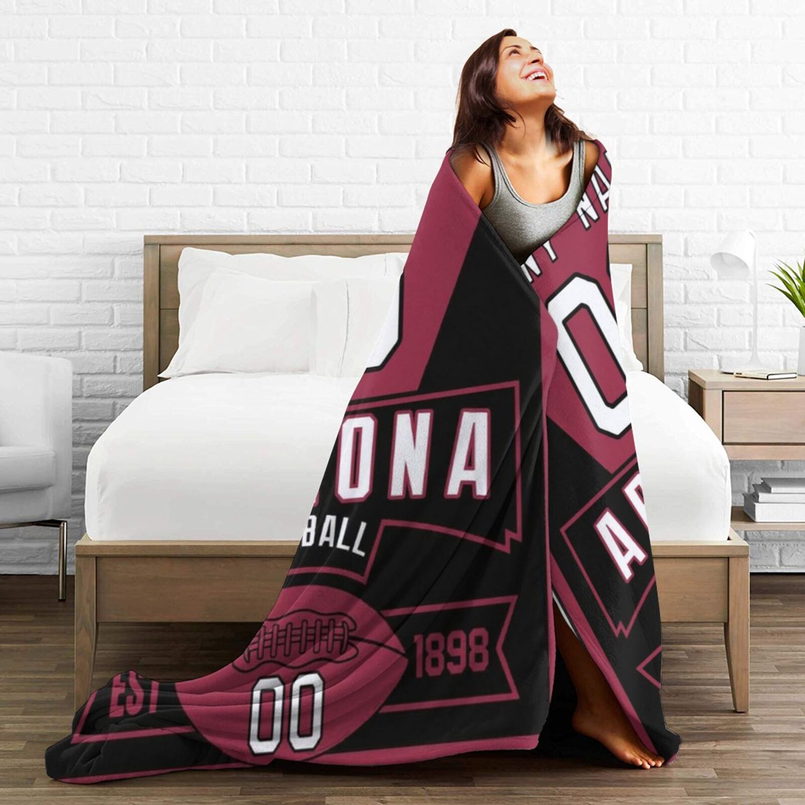 Custom Football Arizona City Fleece Throw Blanket With Name Number for Fans Gifts