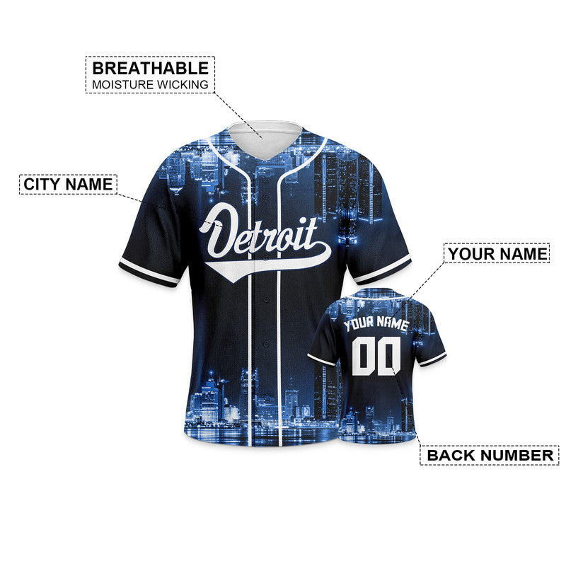 Custom 3D Night View Balck White Authentic Baseball Silhouette Jersey