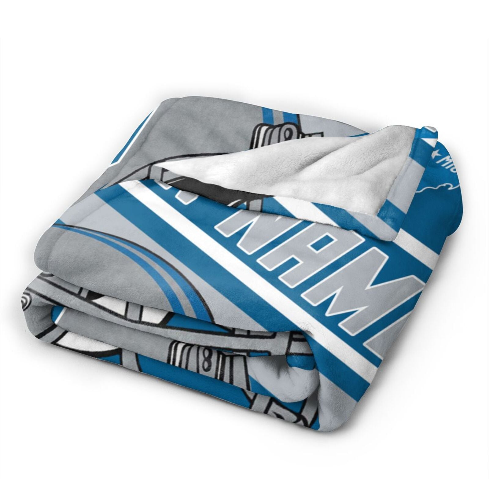 Custom Football City Map Detroit Fleece Throw Blanket Name Number for Fans Gifts