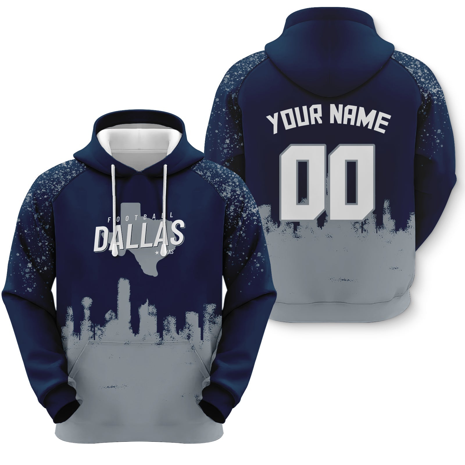 Custom Sports Pullover Sweatshirt Football Graffiti City Map Dallas  Fashion Hoodie