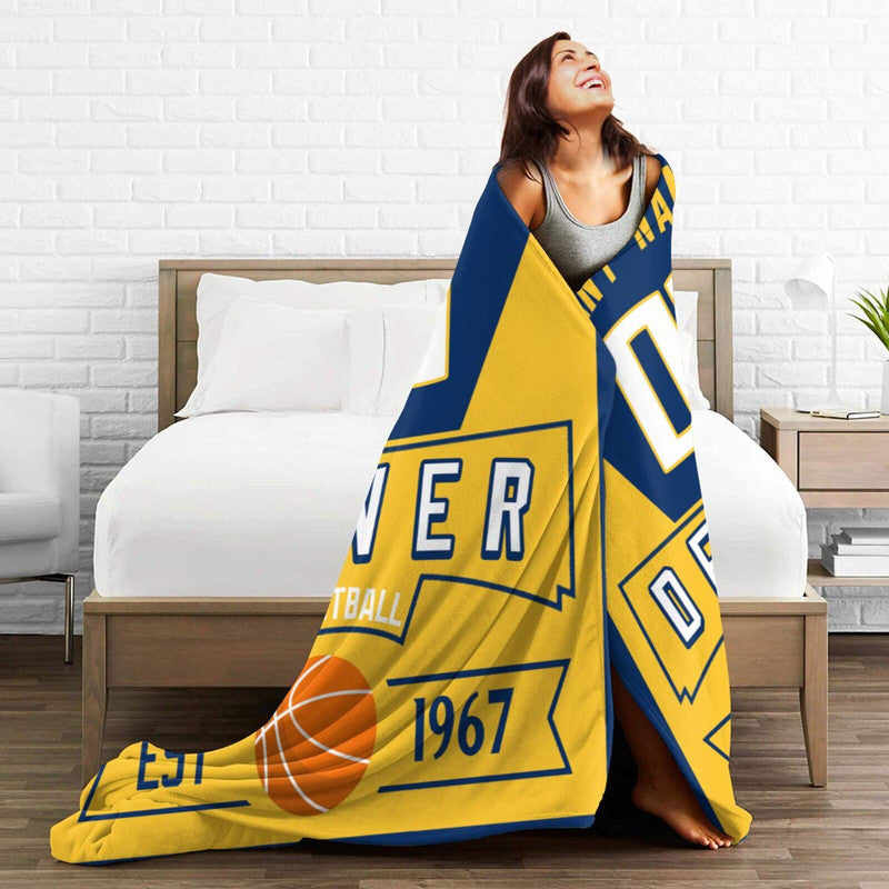 Custom Basketball Denver  Fleece Throw Blanket With Name Number for Fans Gifts