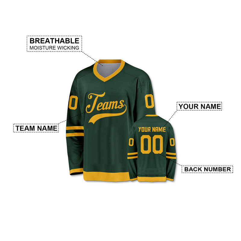 Custom Green Gold Authentic Hockey Jersey
