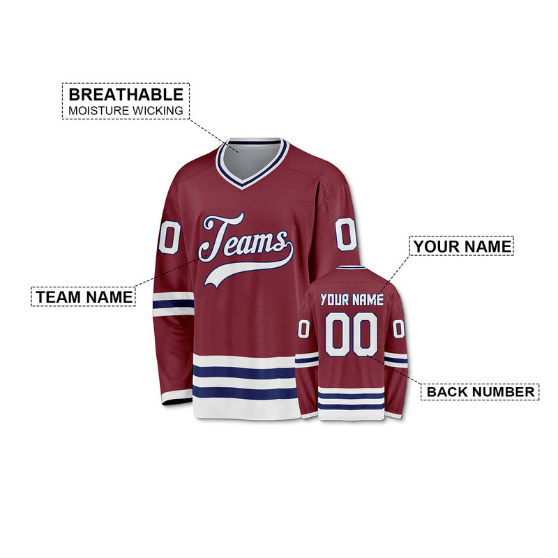 Custom Crimson White-Royal Authentic Hockey Jersey