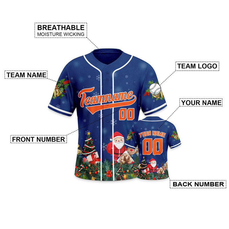 Christmas Day Custom Royal Orange-White Santa Claus Authentic Baseball Jersey
