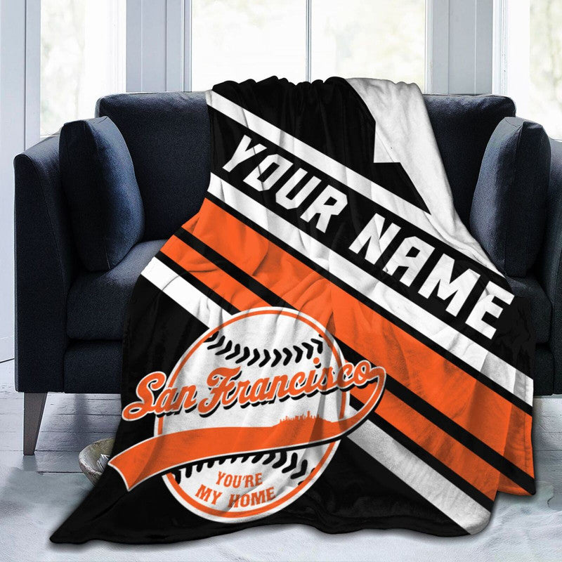 Custom Baseball San Francisco Fleece Throw Blanket With Name Number for Fans Gifts