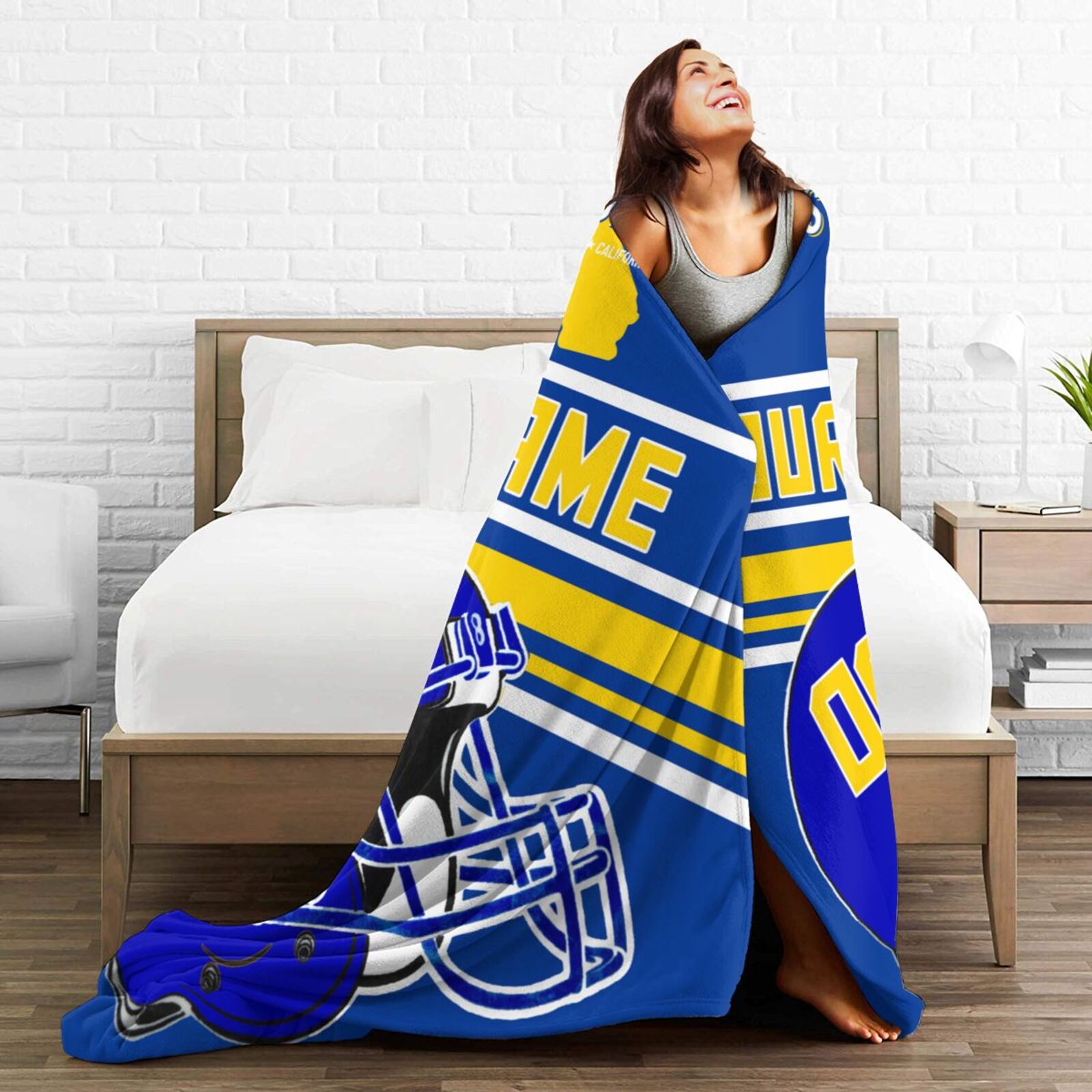 Custom Football City Map Los Angeles Fleece Throw Blanket Name Number for Fans Gifts1