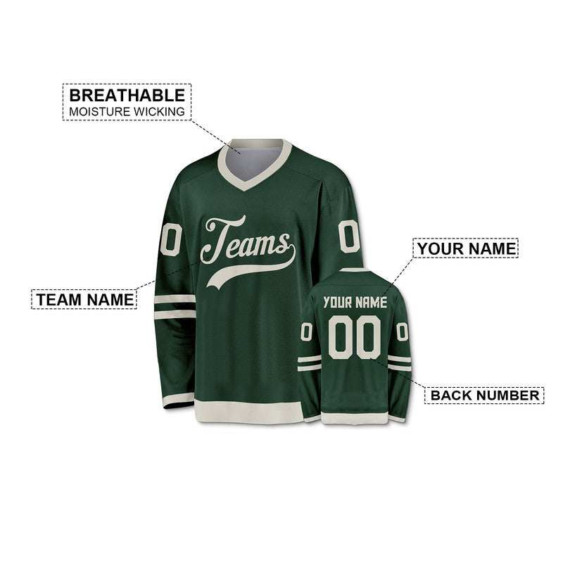 Custom Green Beige Authentic Hockey Jersey